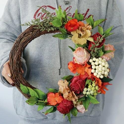 Wreath DIY Flower Diy Fake Flowers Flower Wreath Artificial Flowers 40cm Hello Shape Rustic Wreath Hanging Diy Hanging Flowers