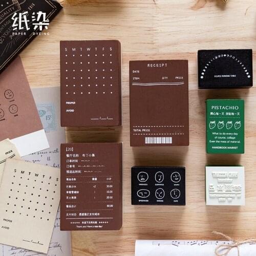 Vintage receipt ticket moon calendar stamp DIY wooden rubber stamps for scrapbooking stationery scrapbooking standard stamp