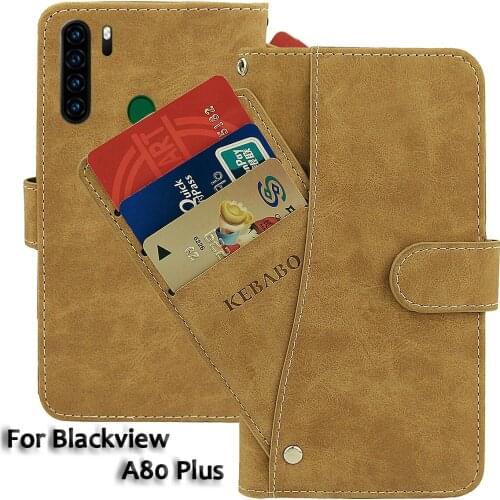 Vintage Leather Wallet Blackview A80 Plus Case 6.49" Flip Luxury Card Slots Cover Magnet Phone Protective Cases Bags