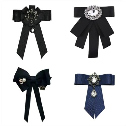 High-grade Ribbon Bow Tie Brooches Flower Shirt Collar Pin Bowknot Bowtie Corsage Men Women Bouquet Wedding Jewelry Accessories