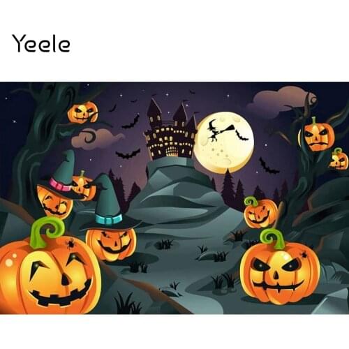Yeele Halloween Photocall Pumpkin Lantern Castle Cartoon Baby Portrait Birthday Backdrop Prop Photography Background Photophone
