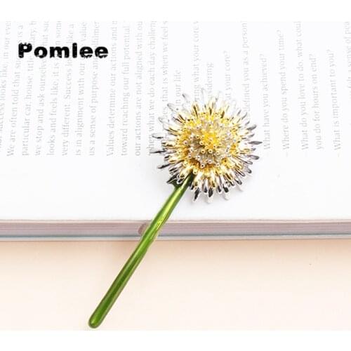 Pomlee New Arrival Enamel Dandelion Brooches For Women Flower Pin Elegant Spring Design Jewelry High Quality New 2021
