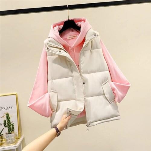 2021Women Winter Sleeveless Vest Warm Plus Size 3XL Down Cotton Padded Waistcoat Female Mandarin Collar Vest Jacket B1274
