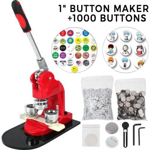 1" 25mm Button Maker Badge Punch Press Machine Free 1000 Parts Circle Cutter