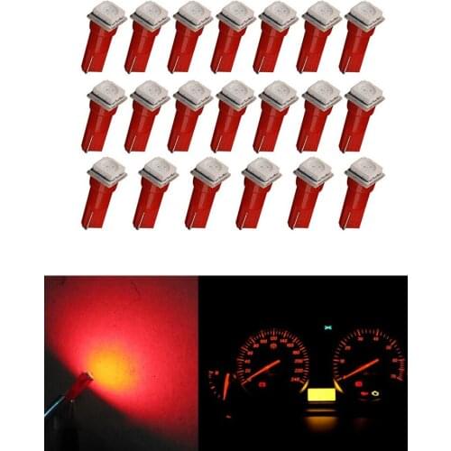 20Pcs Red T5 5050 1SMD 12V Wedge Dashboard LED Lights Bulbs Car Lnstrument Lndicator AC Lamp Auto Lnterior Accessories 73 74