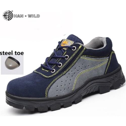 2018 Spring Work Boots Men Steel Toe Suede Leather Breathable Casual Shoes Labor Insurance Safety Shoes
