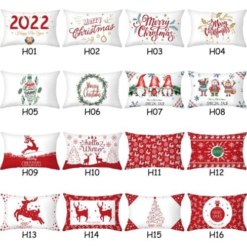 2022 Merry Christmas pillowcase Linen cushion cover Christmas home decoration pillows cover Sofa cover cushion Christmas gift