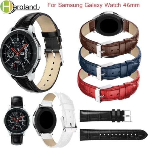 22mm leather bands for Samsung Galaxy Watch 46mm watchband Bracelet Crocodile Belt strap watchbands for Samsung Gear S3 watches