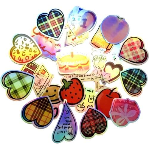 23pcs Laser Flash Love Graffiti Stickers for Instax Mini Album Mobile Phone Computer Electric Car Helmet Decoration DIY Stickers