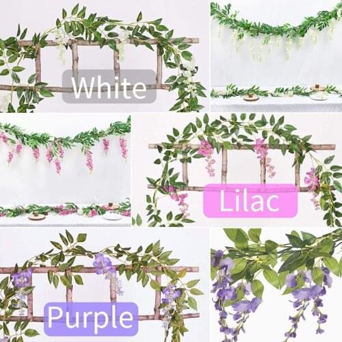 4 PCS Flower Garland Wisteria Artificial Flowers Fake Vine Silk Fake Wisteria Vine Ivy Plants For Wedding
