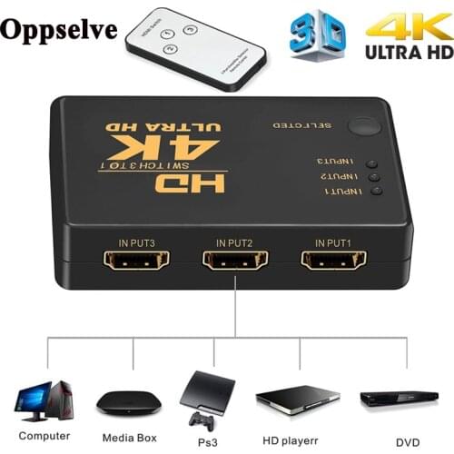 4K*2K 3x1HDMI-compatible Switch Splitter 3 In 1 out HDTV Audio Video Adapter for DVD PS3 Xbo Projector Converter 3 Port Elector
