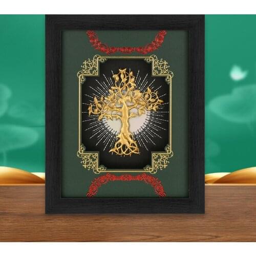 Tree Of Life Abstract Pictures Gold Foil Cross Religious Church Decoration Wall Art Painting Home Chapel Decor Framed Mirrors