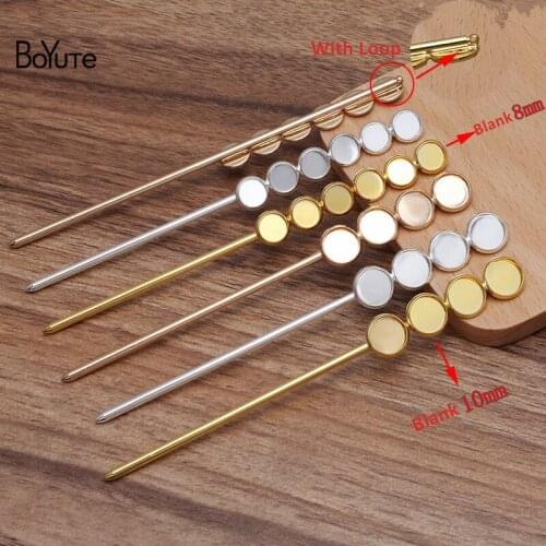 BoYuTe (5 Pieces/Lot) Fit 10MM 12MM Cabochon Stone Blank Hair Stick Base Diy Handmade Hair Accessories Wholesale