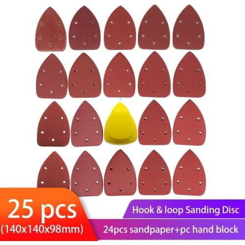 24pcs Triangle Sandpaper Aluminum Oxide Sanding Paper Assorted 40-1000 Grit +1pc Hand Grinding Block Sanding pad Kit