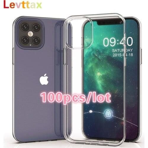 100Pcs/lot For iPhone 12 Case Ultra Thin Crystal Transparent Soft TPU Phone Cover For iPhone 11pro SE2020 X XS Max XR 8 7 6 Plus