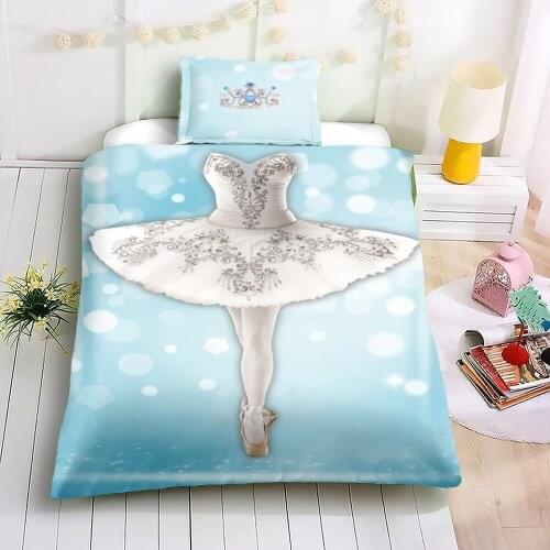 Girl Princess Dress Up Pattern Childrens Bedding Set Rainbow Unicorn Duvet Cover with Pillowcase Kids Gift Bedroom Decoration