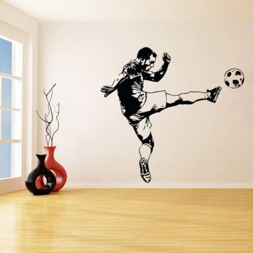 Soccer Player Football Ball Play Game Wall Stickers for Nursery Boys Bedroom Playroom Vinyl Decals Living Room Art Decor K177