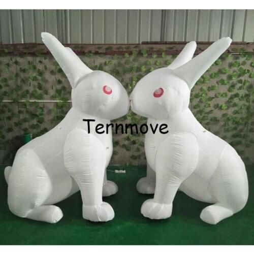 Giant Inflatable lighting rabbit with led light / 5m inflatable animals balloon with LED lights for Easter decoration