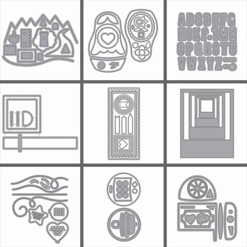 Mountain Tumbler A-Z Letter Square Round Frame Star Banner Hollowed Metal Cutting Dies Diy Decorate Crad Scrapbook Craft Die Cut