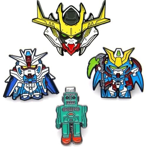 HOSENG Anime Robot GUNDAM Cartoon Alloy Yellow Brooch Man Fashion Lapel Backpack Badge Birthday Gift Enamel Jewelry Pin HS_228