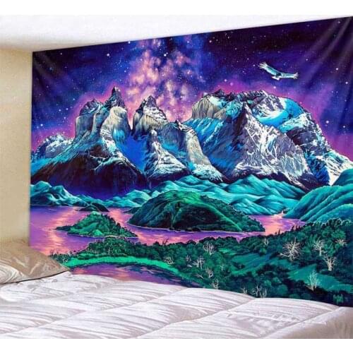 Colorful psychedelic landscape wall hanging tapestry Bohemian hippie family dormitory dream decoration yoga mat beach mat