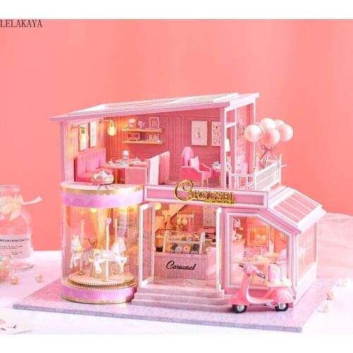 Doll House DIY Villa Miniature Music Led Dollhouse Model Wooden Furniture Decoration Toys For Children Include Dust Cover A-073