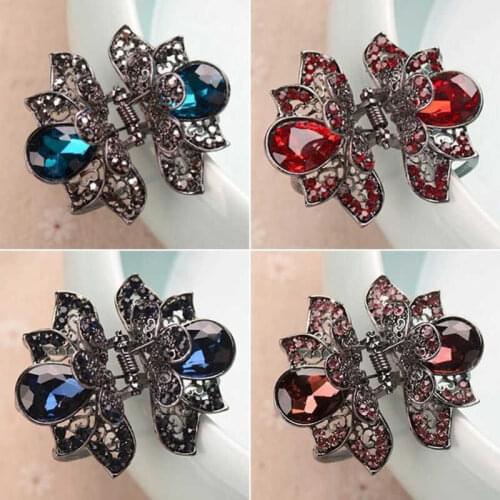 Crystal Metal Women Girls Claw Retro Charm Hair Hair Rhinestone Clip Vintage