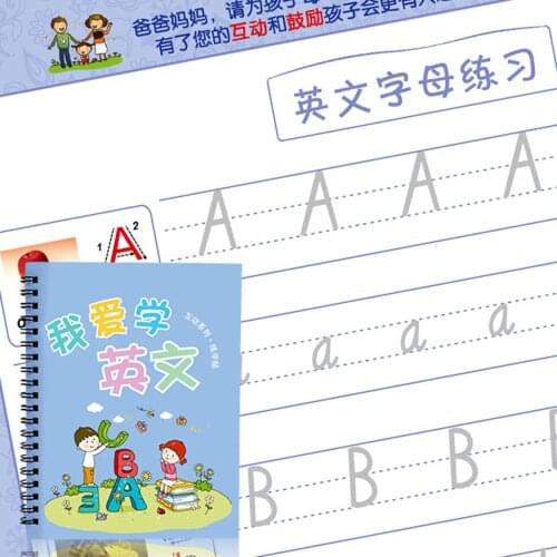 Reusable Children Kids English Letter Practice Book Groove Copybook Gift Set
