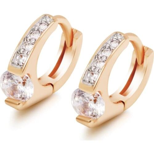 MxGxFam 18 k Mix Gold Color Zircon Small Hoop Earrings For Elegant Women Girl Fashion Jewelry