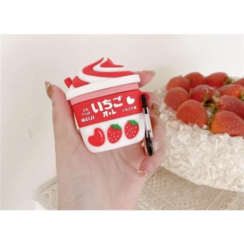 3D Cute Strawberry ice cream soft Silicone TPU Headset Cover For Airpods pro Case Bluetooth Case For Airpod 1 2 Box funda