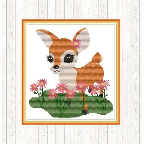 Lovely Deer Cross Stitch Kits Joy Sunday 14ct 11ct Count Print Canvas Embroidery Fabric for Cross Stitch for Needlework DMC DIY