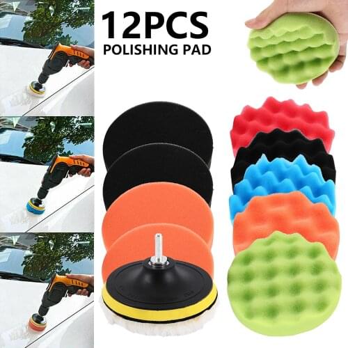 12pcs 5 Inch Car Polishing Sponge Pads Hand Tool Buffing Kit Boat Car Removes Scratches Polish Buffer Sponges Auto Accessories