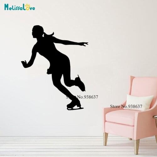 Figure Skating Wall Decals Woman Figure Skater Ice Skating Sport Home Gym Vinyl Sticker Kid Girl Nursery Baby Room Decor CL267