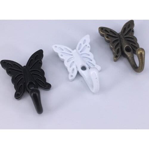 1x Wall Door Mounted Bathroom Towel Coat Hooks Single Robe Hook Hanger wall Door decorative Butterfly coat hooks
