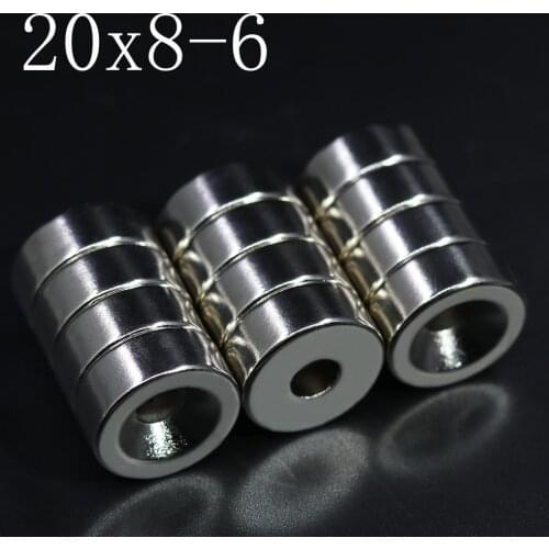 1/2/5/10Pcs 20x8-6 Neodymium Magnet 20mm x 8mm Hole 6mm NdFeB N35 Round Super Powerful Strong Permanent Magnetic imanes Disc
