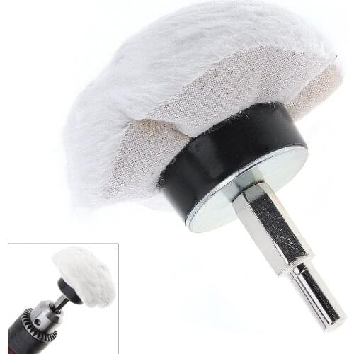 3 Inch Semicircular White Cloth Polishing Wheel Mirror Buffer Cotton Pad with 6mm Shank for Surface Polishing Grinding