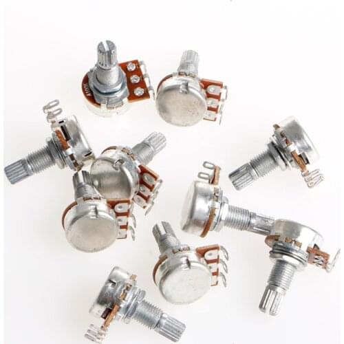 5pcs A100K Potentiometer Splined Pot Electric Guitar Bass Effect Amp Tone Volume 15mm Shaft Parts