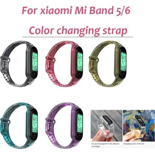 Color Changing Strap For Xiaomi Mi Band 6 Smart Watch Replacement Silicone Strap For Pulseira Mi Band 5 For Mi Band 6 Bracelet