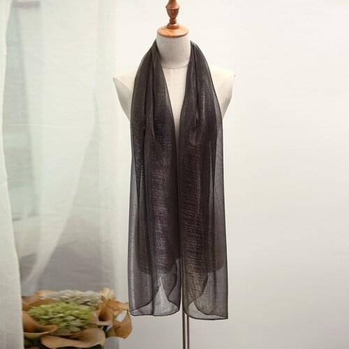 Genovega Luxury Brand Women Scarf Lurex Hijab For Female Long Wrap Skinny Glitter Scarf Black Metallic Shawl Ring Scarf Femme