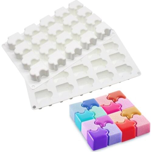 12/20 Cavity Silicone Mold Jigsaw Puzzle Non Stick Dessert Pastry Mold Splice Cake Square Mousse Brownie Molds Cake For Baking
