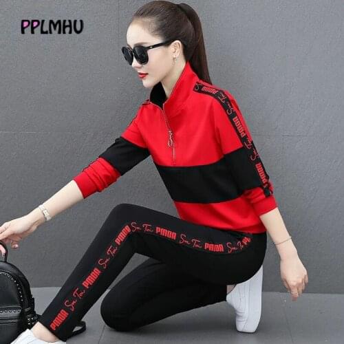 Patchwork Side Stripe Zip Stand Collar Tracksuit Women Casual Thin Loose Jogger Sets Plus Size 4XL Sweat Suits Two Piece Outfit