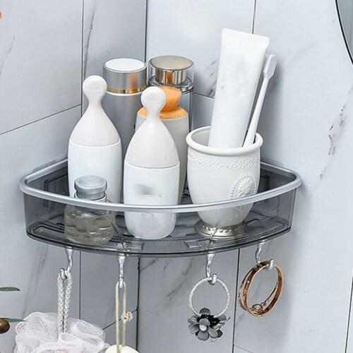 Wall-Mounted Triple-Cornered Storage Rack,Bathroom Shelf with Towel Bar Hooks,Organizer for Bath Household