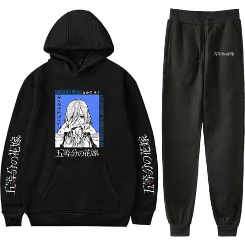 The Quintessential Quintuplets Hoodie Sweatshirt Suits Men Women Autumn Hoodies+Sweapants Sets Casual Boys Girls Black Clothing