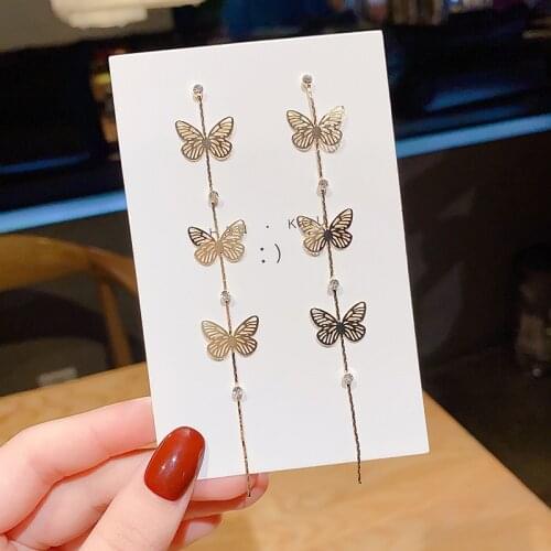 Tassel long Butterfly Wings Drop Earrings Fashion Trend Earrings Korean Temperament Wedding Party Earring Jewelry Wholesale Gift