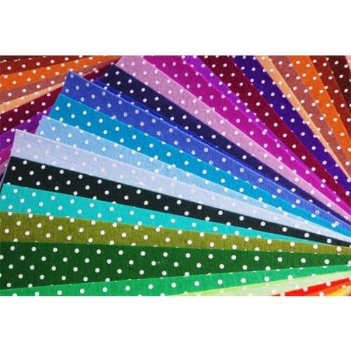 YY DIY Lowest price Mix 44 colors 100% Polyester Nonwoven Dot Printed Felt DIY Felt Fabric Pack 1MM Thick 44PCS/lot