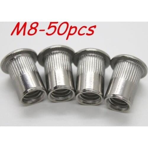M8 Metric thread 304 Stainless Steel Rivet Nut Rivnut Inserts Nut 50Pcs/Lot Free Shipping