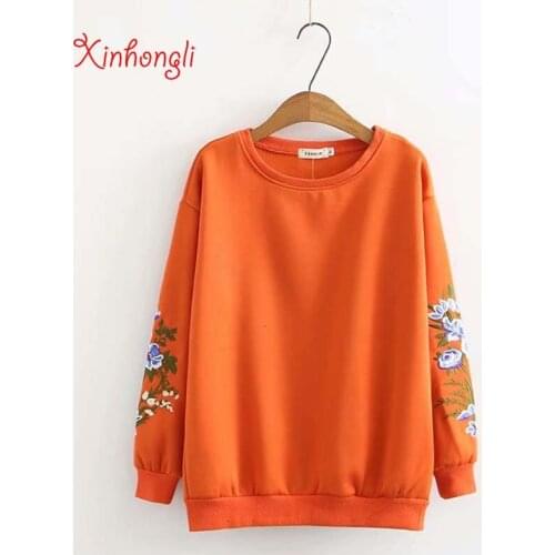 Plus size pull fleece solid embroidery black navy women loose Sweatshirt 2020 NEW winter casual ladies hoodies coat female tops