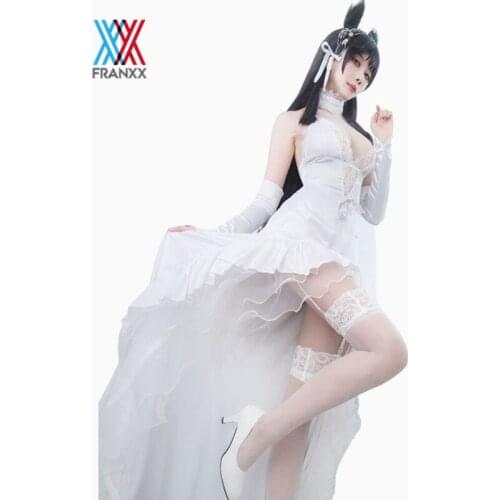Azur Lane Cosplay Costume Atago Takao White Flower Vows Wedding Dresses Clothing Synthetic Wig Hair For Women Girl Party Clothes