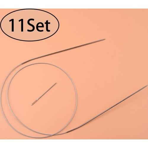 11 sets 32" 80cm Circular Knitting Needles Pins Tool Crochet Sizes 6-16 Stainless Steel