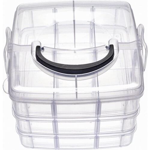3 layer 18grids Housekeeping 1pcs Storage box Clear Plastic Craft Beads Jewellery Storage Organizer Compartment Tool Box Case
